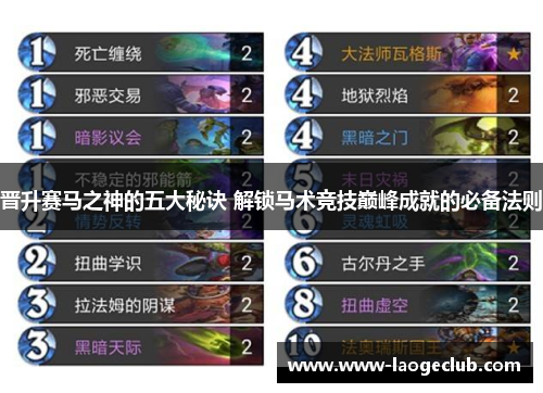 晋升赛马之神的五大秘诀 解锁马术竞技巅峰成就的必备法则